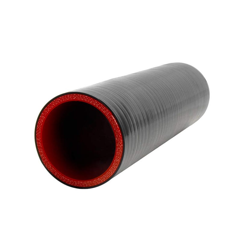 WISAUTO Hose 8''(203MM) Length 4-Ply 5MM thickness Long Straight Coupler Silicone Hose Black with Red Color with T-clamp ID: 2.5''(63mm) - Image 3